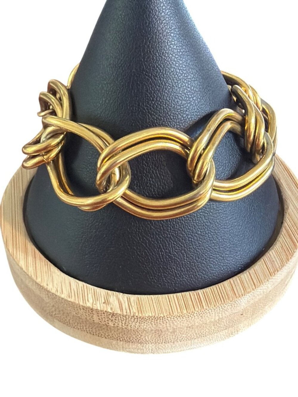 Gold Tone Chunky Chain Link Bracelet Toggle Clasp Double Links Statement 7"